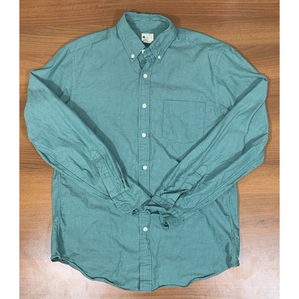 J Crew Shirt Mens Medium Blue Long Sleeve Button Up Casual Sunwashed Oxford